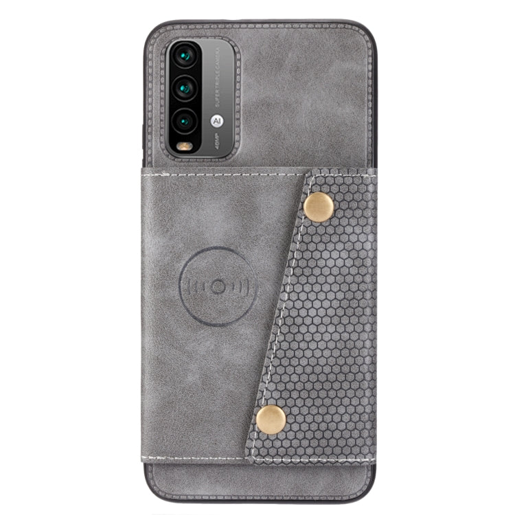 For Xiaomi Redmi Note 9 4G Double Buckle PU + TPU Shockproof Magnetic Protective Case with Card Slot & Holder