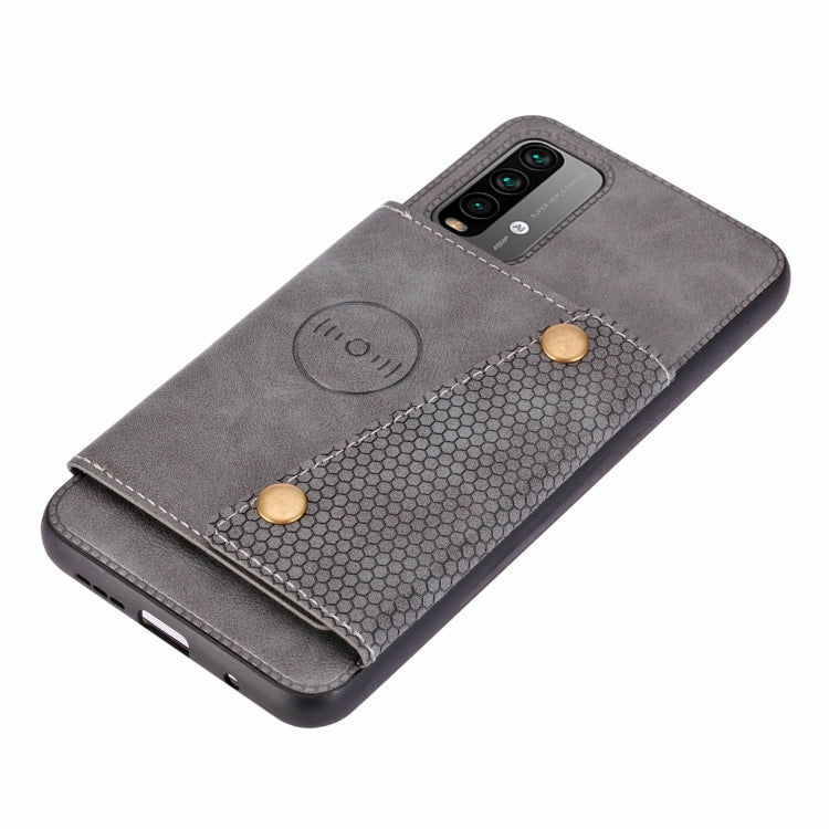 For Xiaomi Redmi Note 9 4G Double Buckle PU + TPU Shockproof Magnetic Protective Case with Card Slot & Holder