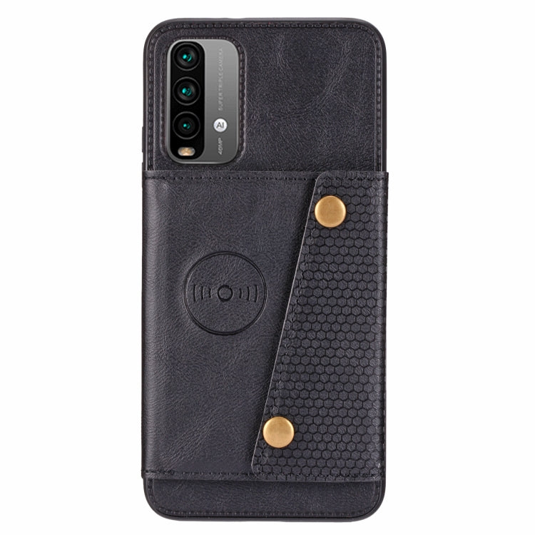 For Xiaomi Redmi Note 9 4G Double Buckle PU + TPU Shockproof Magnetic Protective Case with Card Slot & Holder
