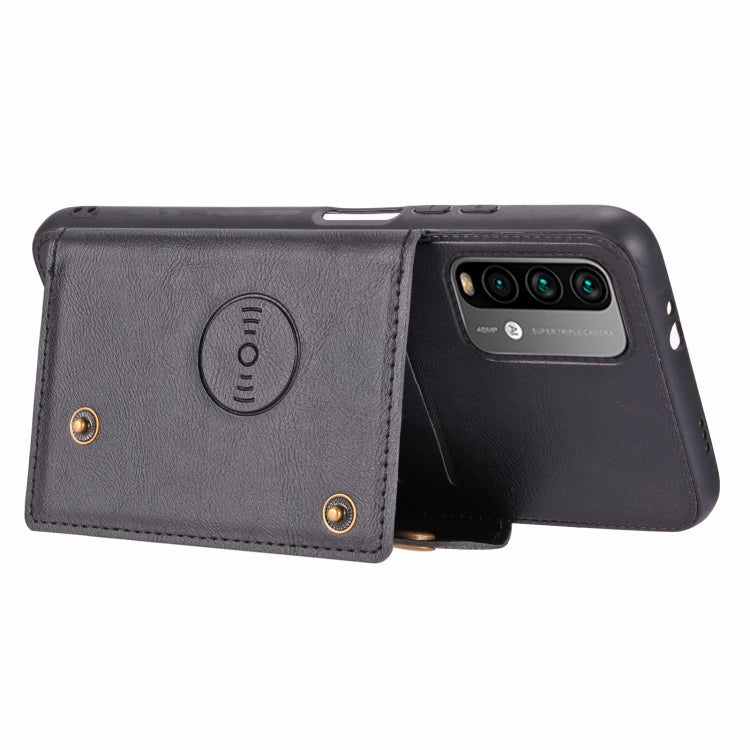 For Xiaomi Redmi Note 9 4G Double Buckle PU + TPU Shockproof Magnetic Protective Case with Card Slot & Holder