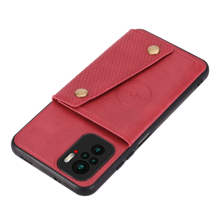 For Xiaomi Redmi Note 10 Double Buckle PU + TPU Shockproof Magnetic Protective Case with Card Slot & Holder