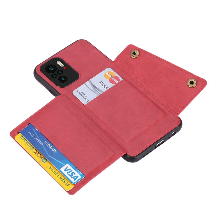 For Xiaomi Redmi Note 10 Double Buckle PU + TPU Shockproof Magnetic Protective Case with Card Slot & Holder