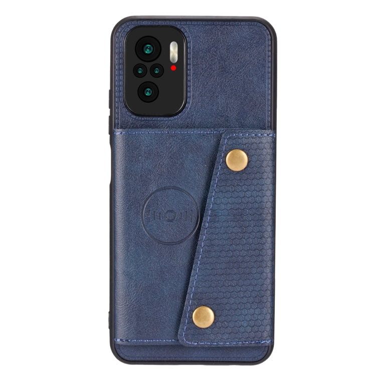 For Xiaomi Redmi Note 10 Double Buckle PU + TPU Shockproof Magnetic Protective Case with Card Slot & Holder