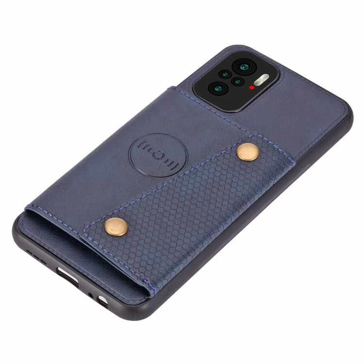 For Xiaomi Redmi Note 10 Double Buckle PU + TPU Shockproof Magnetic Protective Case with Card Slot & Holder