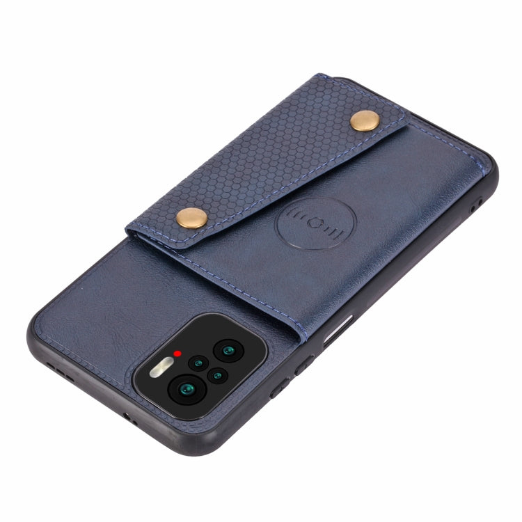 For Xiaomi Redmi Note 10 Double Buckle PU + TPU Shockproof Magnetic Protective Case with Card Slot & Holder