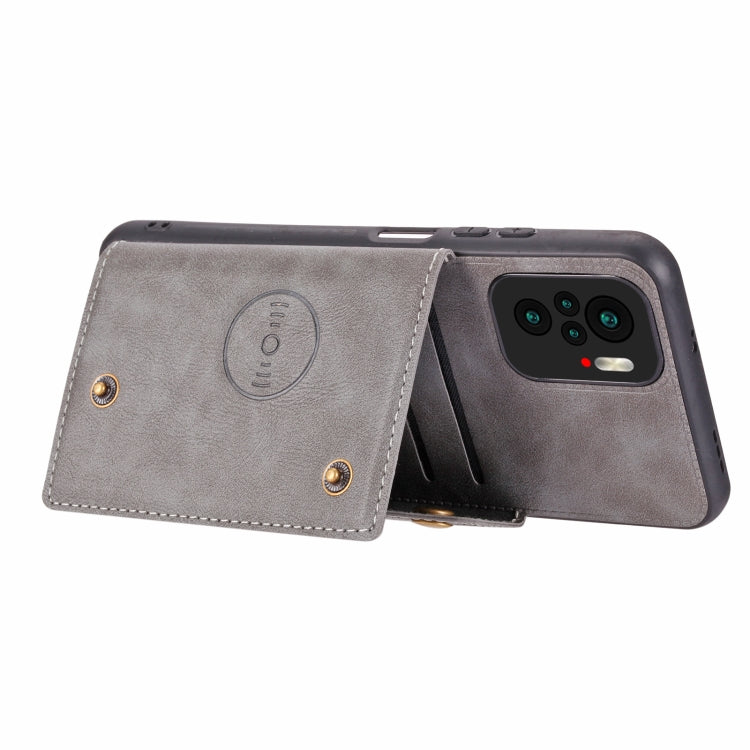 For Xiaomi Redmi Note 10 Double Buckle PU + TPU Shockproof Magnetic Protective Case with Card Slot & Holder