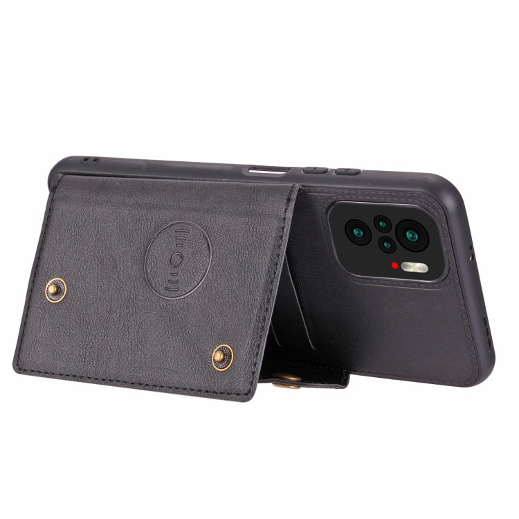 For Xiaomi Redmi Note 10 Double Buckle PU + TPU Shockproof Magnetic Protective Case with Card Slot & Holder