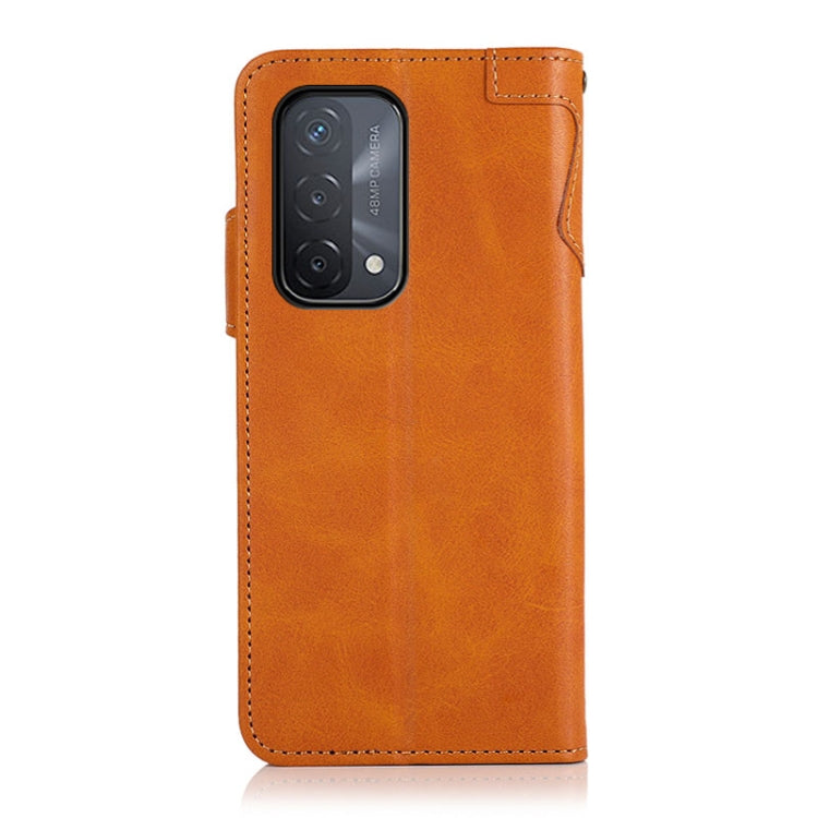For OPPO A93 5G / A54 5G / A74 5G KHAZNEH Dual-Splicing Cowhide Texture Horizontal Flip Leather Case with Holder & Card Slots & Wallet & Photo Frame & Lanyard