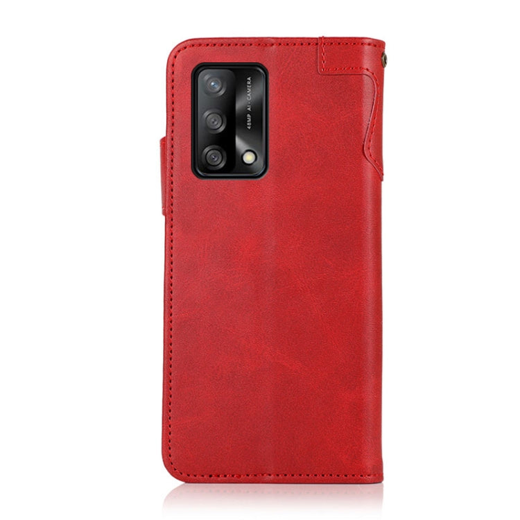 For OPPO F19 / A74 4G KHAZNEH Dual-Splicing Cowhide Texture Horizontal Flip Leather Case with Holder & Card Slots & Wallet & Photo Frame & Lanyard