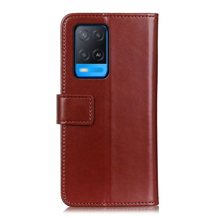 For OPPO A54 3-Color Pearl Texture Magnetic Buckle Horizontal Flip PU Leather Case with Card Slots & Wallet & Holder