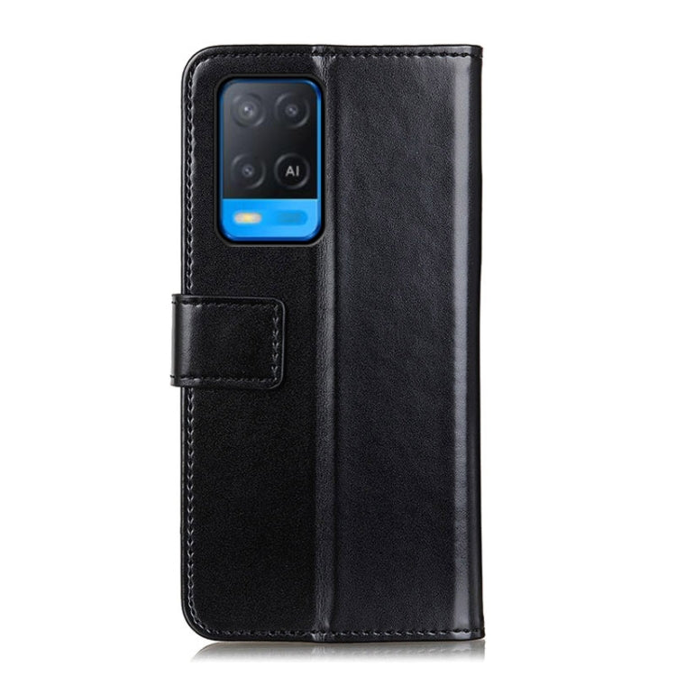 For OPPO A54 3-Color Pearl Texture Magnetic Buckle Horizontal Flip PU Leather Case with Card Slots & Wallet & Holder