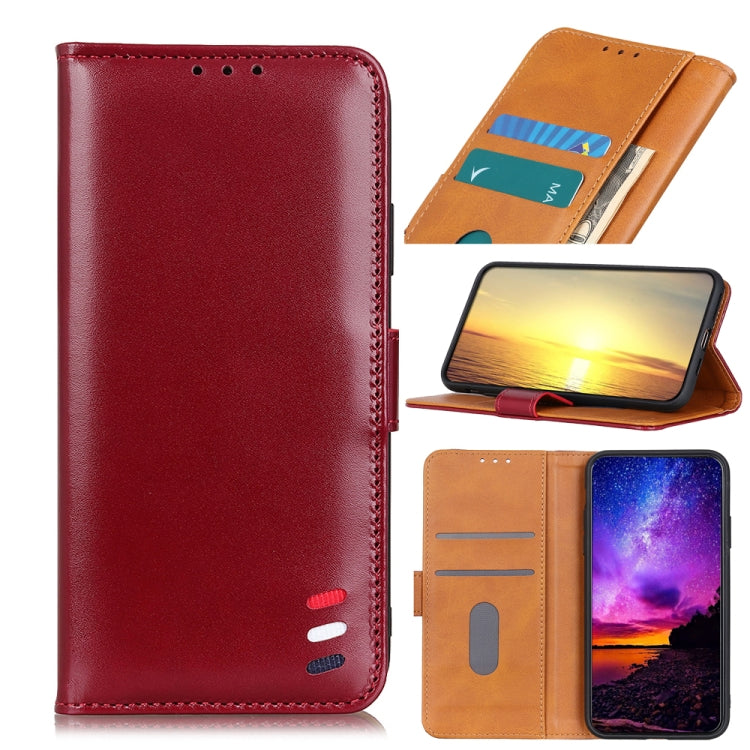 For Realme V13 5G / Realme 8 5G 3-Color Pearl Texture Magnetic Buckle Horizontal Flip PU Leather Case with Card Slots & Wallet & Holder