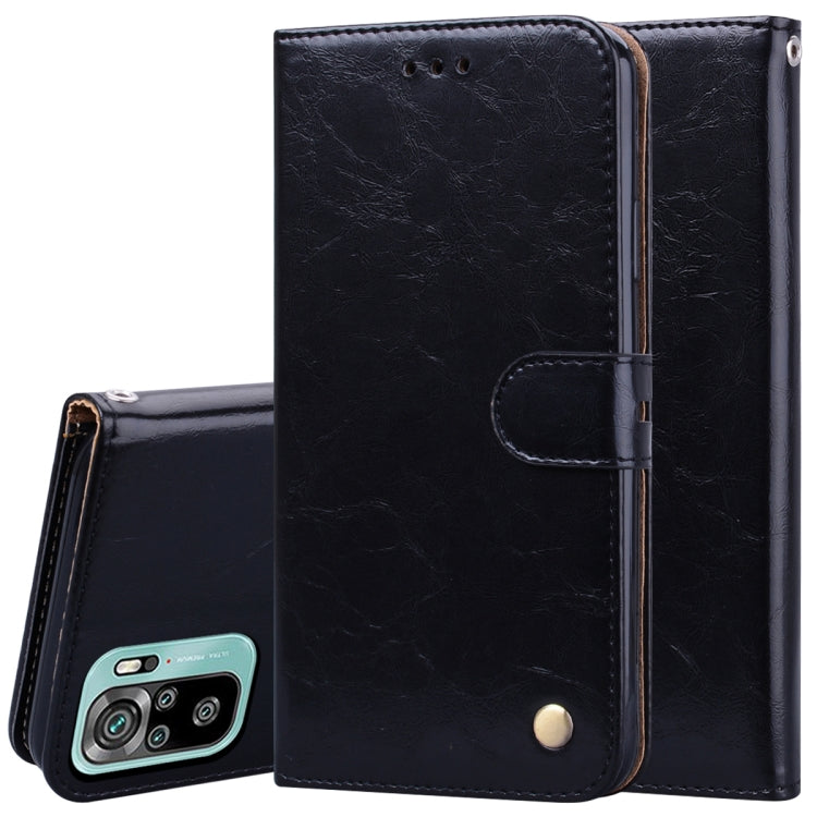 For Xiaomi Redmi Note 10 Business Style Oil Wax Texture Horizontal Flip Leather Case with Holder & Card Slots & Wallet