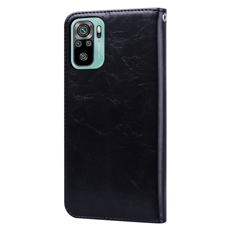 For Xiaomi Redmi Note 10 Business Style Oil Wax Texture Horizontal Flip Leather Case with Holder & Card Slots & Wallet