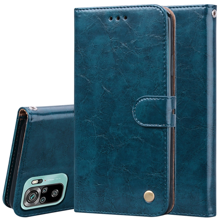 For Xiaomi Redmi Note 10 Business Style Oil Wax Texture Horizontal Flip Leather Case with Holder & Card Slots & Wallet