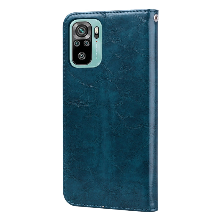 For Xiaomi Redmi Note 10 Business Style Oil Wax Texture Horizontal Flip Leather Case with Holder & Card Slots & Wallet