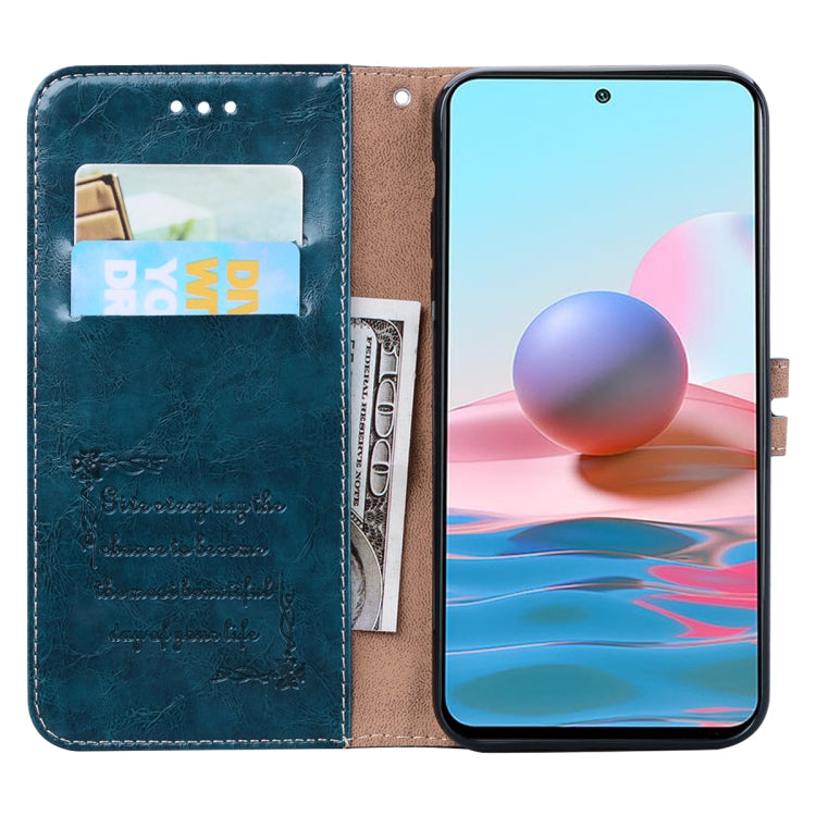 For Xiaomi Redmi Note 10 Business Style Oil Wax Texture Horizontal Flip Leather Case with Holder & Card Slots & Wallet