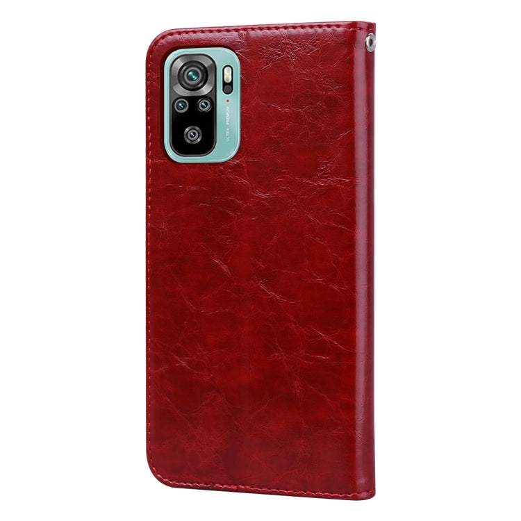For Xiaomi Redmi Note 10 Business Style Oil Wax Texture Horizontal Flip Leather Case with Holder & Card Slots & Wallet