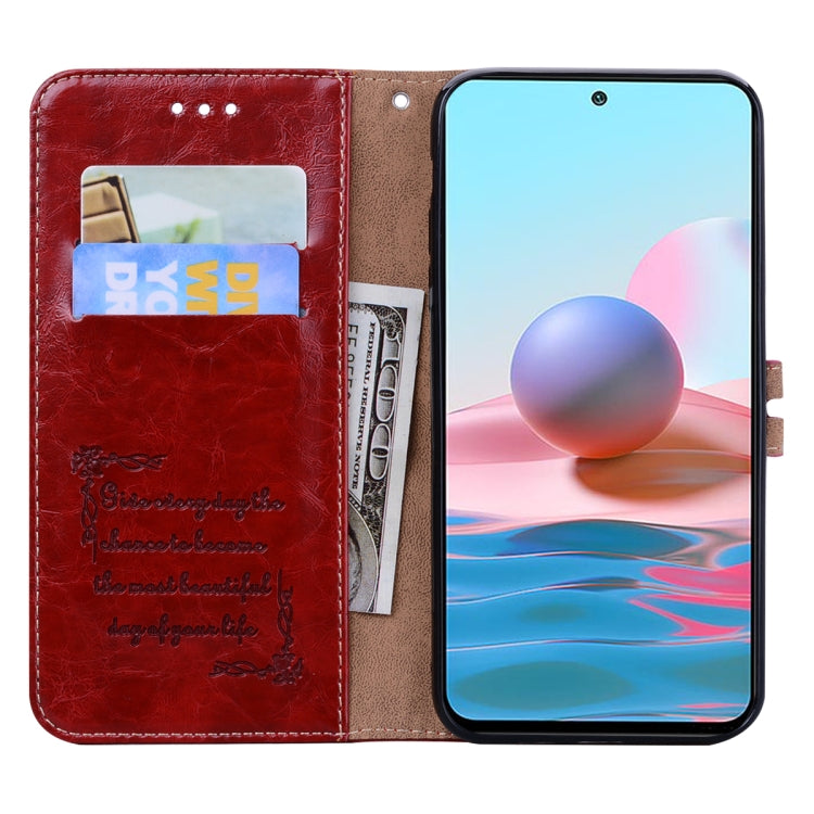 For Xiaomi Redmi Note 10 Business Style Oil Wax Texture Horizontal Flip Leather Case with Holder & Card Slots & Wallet