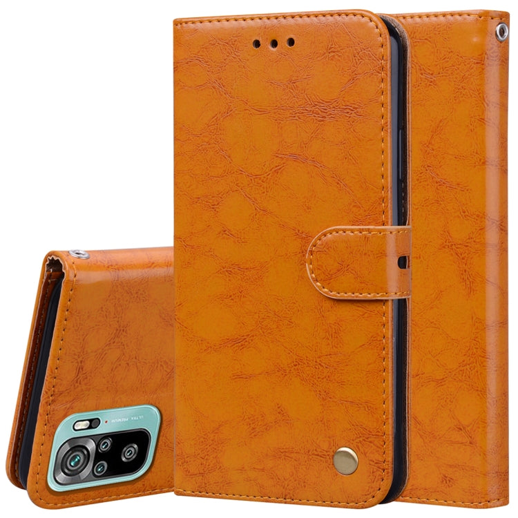 For Xiaomi Redmi Note 10 Business Style Oil Wax Texture Horizontal Flip Leather Case with Holder & Card Slots & Wallet