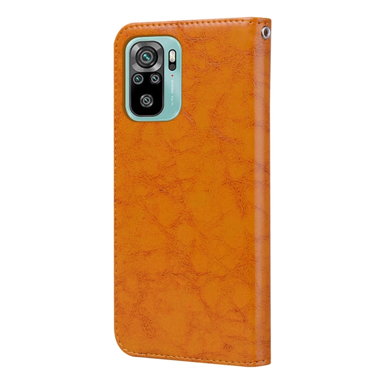 For Xiaomi Redmi Note 10 Business Style Oil Wax Texture Horizontal Flip Leather Case with Holder & Card Slots & Wallet