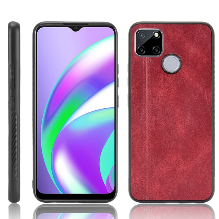 For OPPO Realme C12 / C25 / 7i Shockproof Sewing Cow Pattern Skin PC + PU + TPU Case