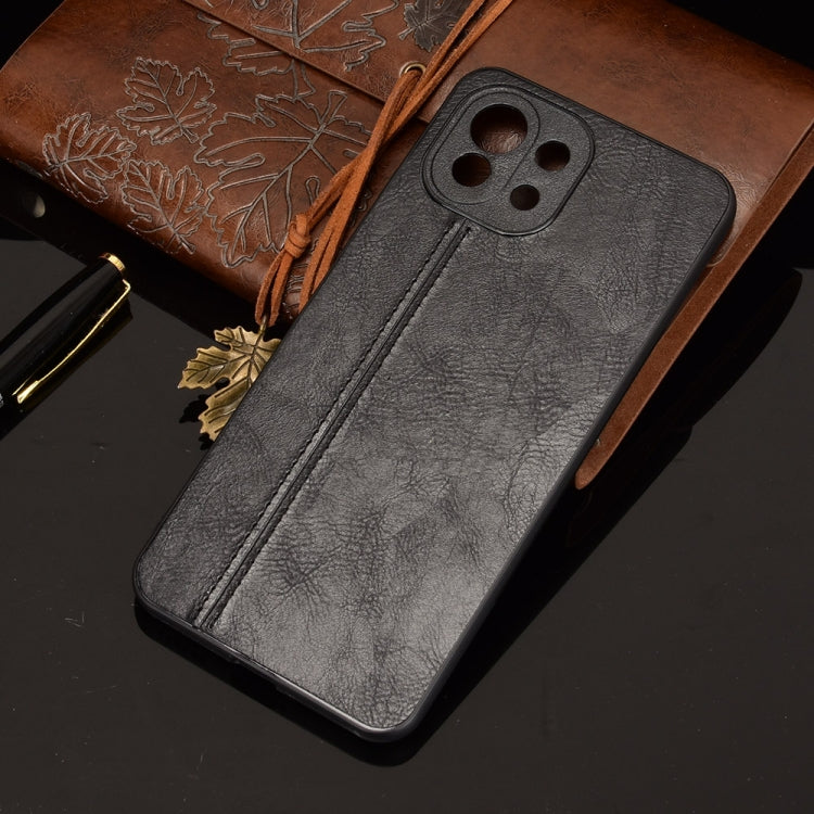 For Xiaomi Mi 11 Lite Shockproof Sewing Cow Pattern Skin PC + PU + TPU Case