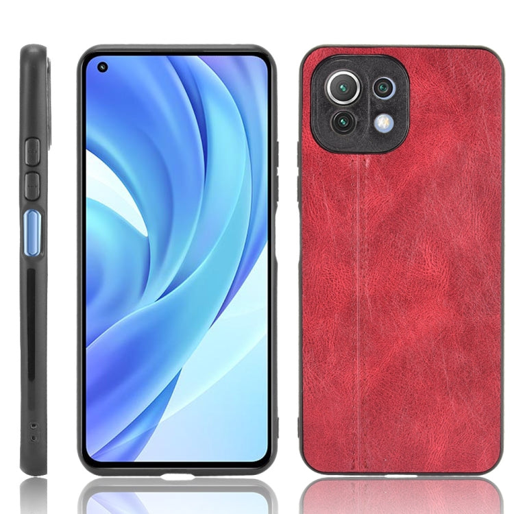 For Xiaomi Mi 11 Lite Shockproof Sewing Cow Pattern Skin PC + PU + TPU Case