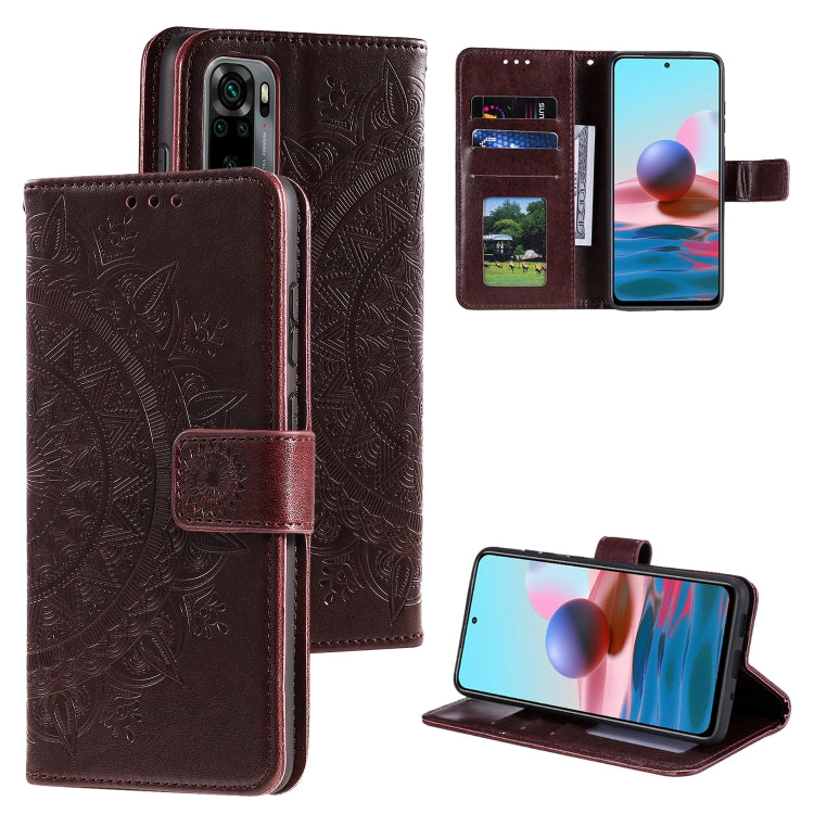 For Xiaomi Redmi Note 10 5G Totem Flower Embossed Horizontal Flip TPU + PU Leather Case with Holder & Card Slots & Wallet