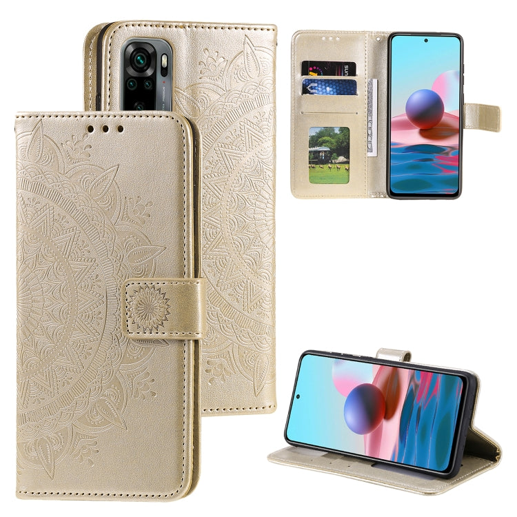 For Xiaomi Redmi Note 10 5G Totem Flower Embossed Horizontal Flip TPU + PU Leather Case with Holder & Card Slots & Wallet
