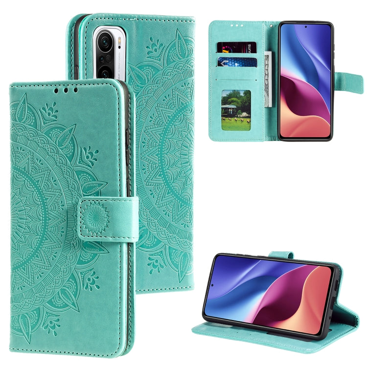 For Xiaomi Redmi K40 Totem Flower Embossed Horizontal Flip TPU + PU Leather Case with Holder & Card Slots & Wallet