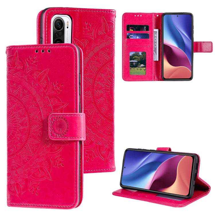 For Xiaomi Redmi K40 Totem Flower Embossed Horizontal Flip TPU + PU Leather Case with Holder & Card Slots & Wallet
