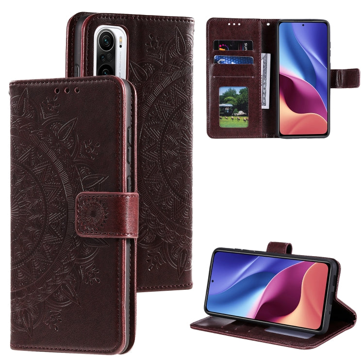 For Xiaomi Redmi K40 Totem Flower Embossed Horizontal Flip TPU + PU Leather Case with Holder & Card Slots & Wallet