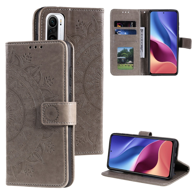 For Xiaomi Redmi K40 Totem Flower Embossed Horizontal Flip TPU + PU Leather Case with Holder & Card Slots & Wallet