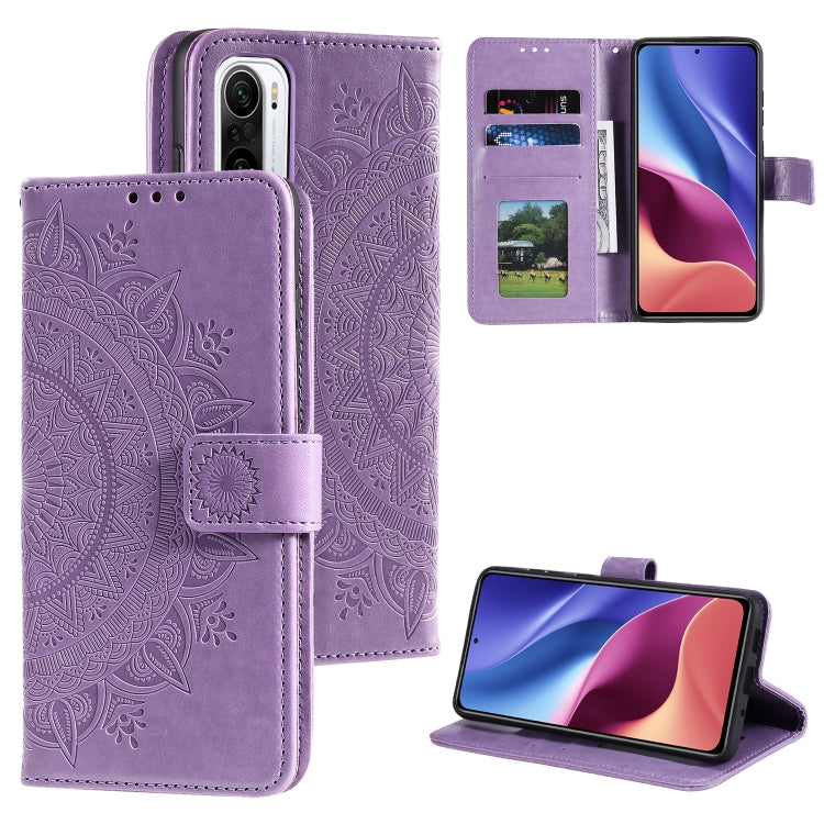 For Xiaomi Redmi K40 Totem Flower Embossed Horizontal Flip TPU + PU Leather Case with Holder & Card Slots & Wallet