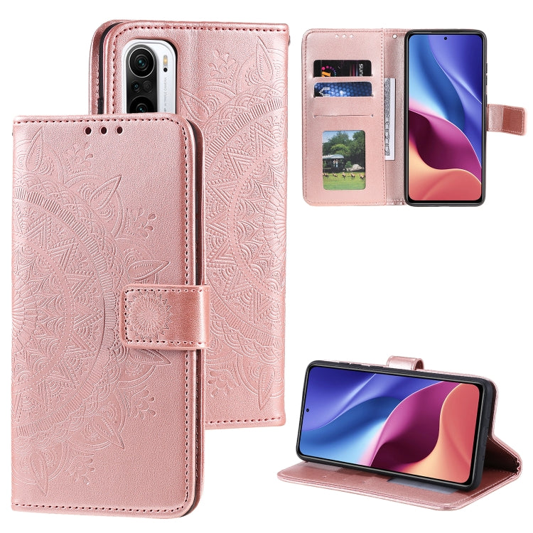 For Xiaomi Redmi K40 Totem Flower Embossed Horizontal Flip TPU + PU Leather Case with Holder & Card Slots & Wallet