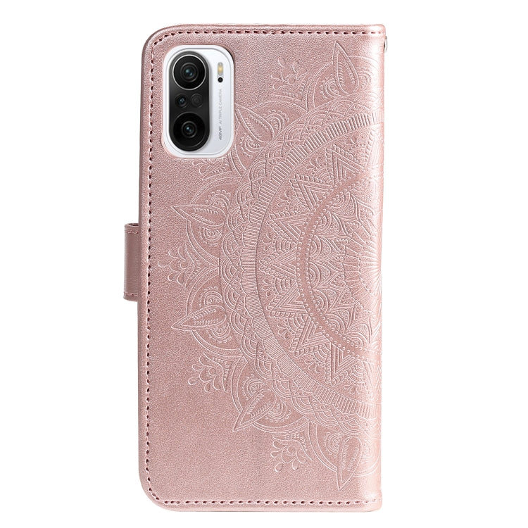 For Xiaomi Redmi K40 Totem Flower Embossed Horizontal Flip TPU + PU Leather Case with Holder & Card Slots & Wallet