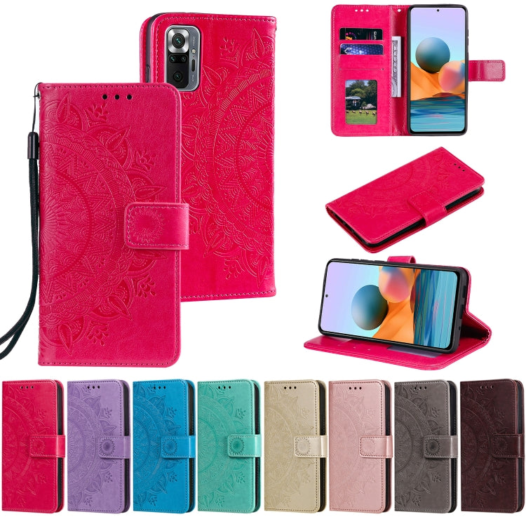 For Xiaomi Redmi Note 10 Pro Max Totem Flower Embossed Horizontal Flip TPU + PU Leather Case with Holder & Card Slots & Wallet