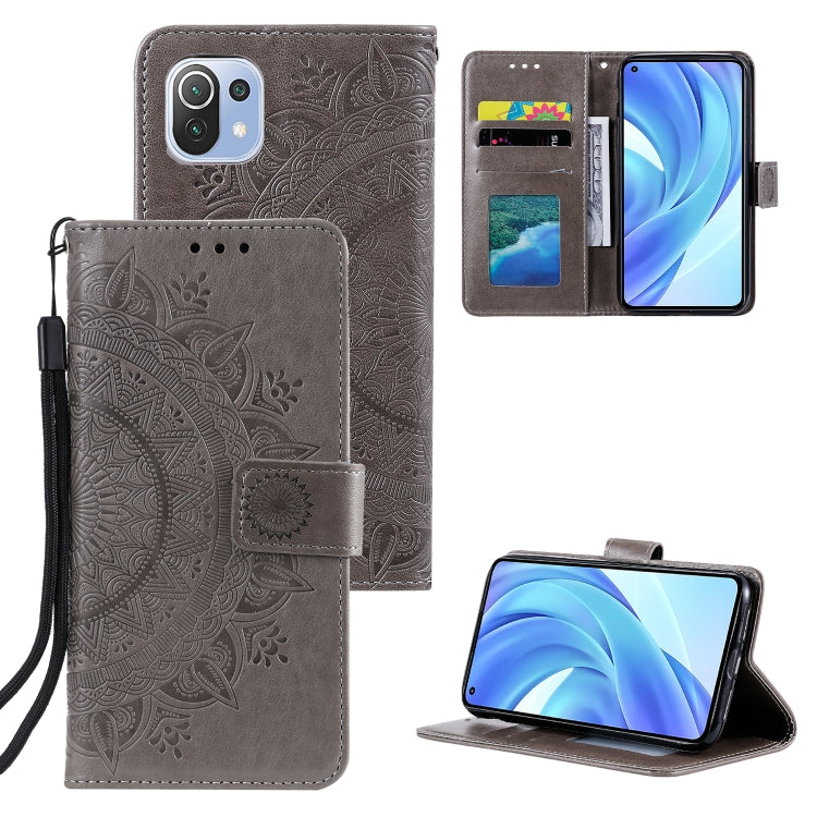 For Xiaomi Mi 11 Lite Totem Flower Embossed Horizontal Flip TPU + PU Leather Case with Holder & Card Slots & Wallet