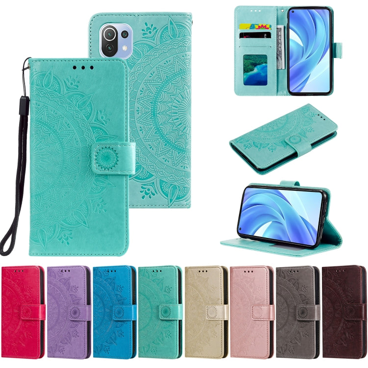 For Xiaomi Mi 11 Lite Totem Flower Embossed Horizontal Flip TPU + PU Leather Case with Holder & Card Slots & Wallet