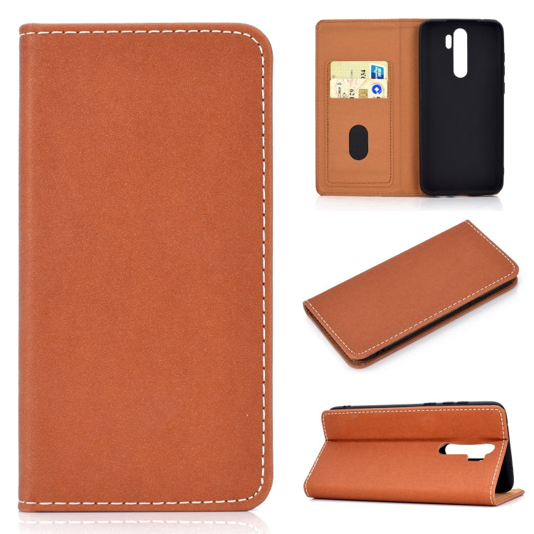 For Xiaomi Redmi Note 8 Pro Solid Color Magnetic Horizontal Flip Leather Case with Card Slot & Holder