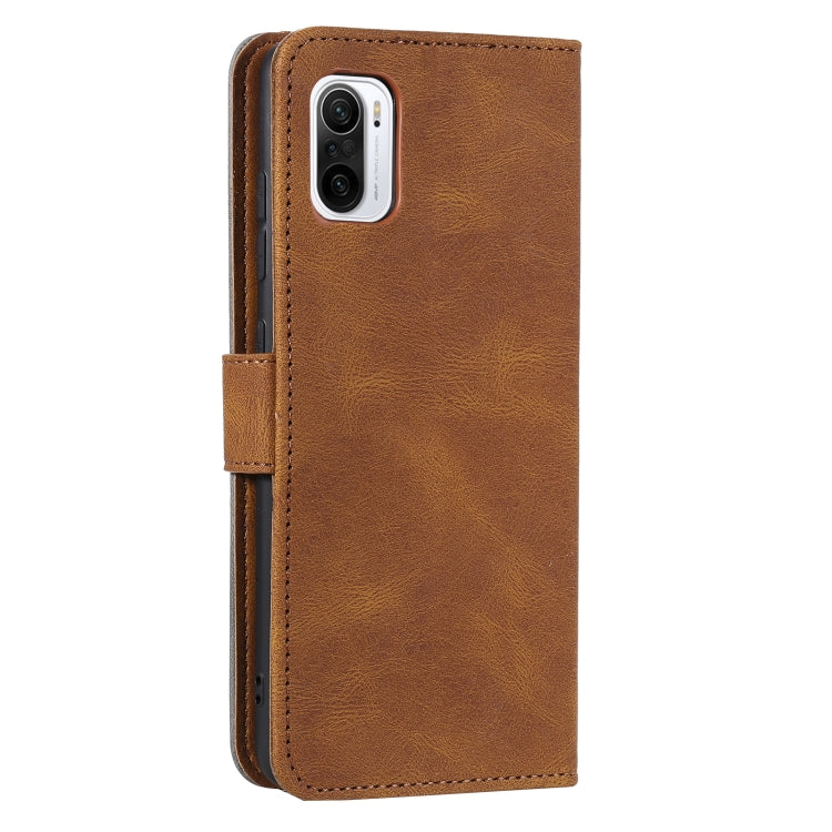 For Xiaomi Redmi K40 Stitching Calf Texture Horizontal Flip Leather Case with Holder & Card Slots & Wallet