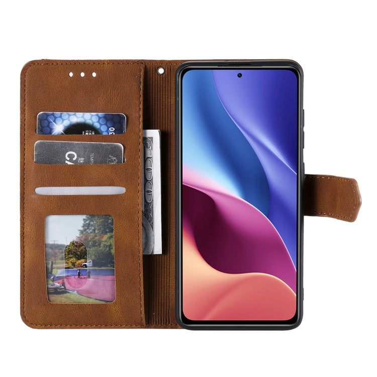 For Xiaomi Redmi K40 Stitching Calf Texture Horizontal Flip Leather Case with Holder & Card Slots & Wallet