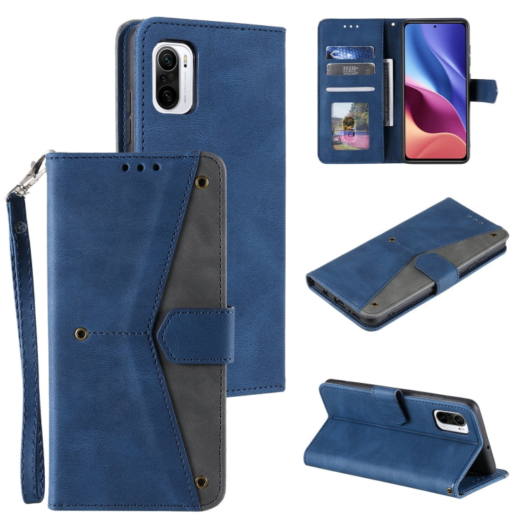 For Xiaomi Redmi K40 Stitching Calf Texture Horizontal Flip Leather Case with Holder & Card Slots & Wallet