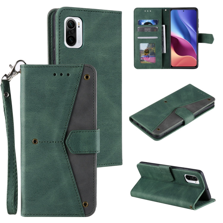 For Xiaomi Redmi K40 Stitching Calf Texture Horizontal Flip Leather Case with Holder & Card Slots & Wallet
