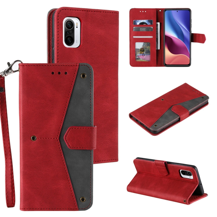 For Xiaomi Redmi K40 Stitching Calf Texture Horizontal Flip Leather Case with Holder & Card Slots & Wallet