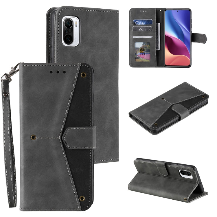 For Xiaomi Redmi K40 Stitching Calf Texture Horizontal Flip Leather Case with Holder & Card Slots & Wallet