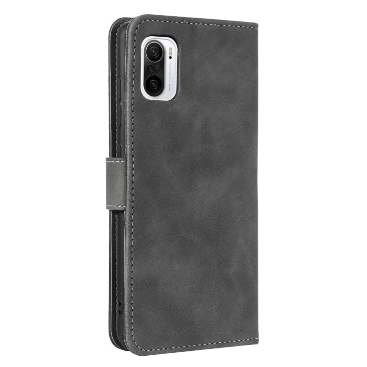 For Xiaomi Redmi K40 Stitching Calf Texture Horizontal Flip Leather Case with Holder & Card Slots & Wallet
