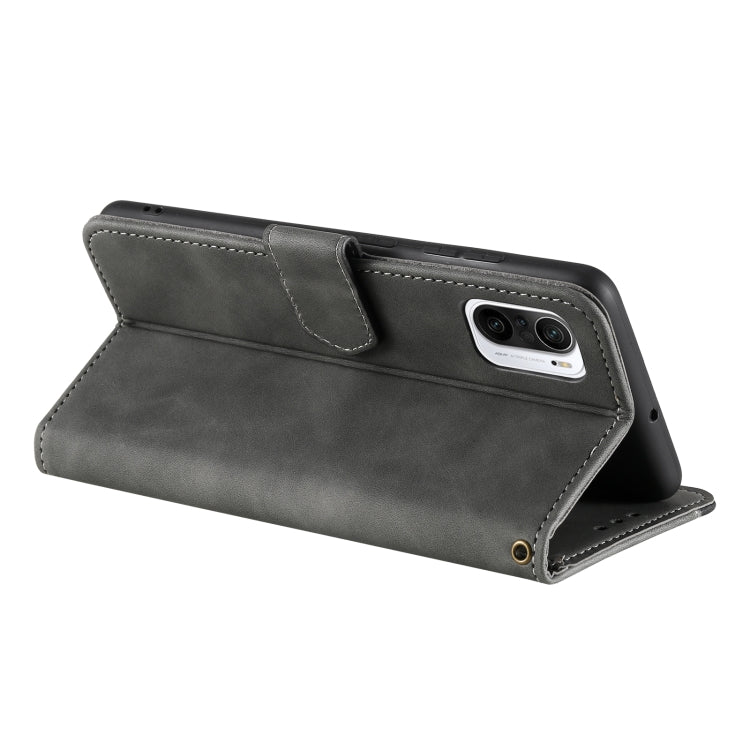 For Xiaomi Redmi K40 Stitching Calf Texture Horizontal Flip Leather Case with Holder & Card Slots & Wallet
