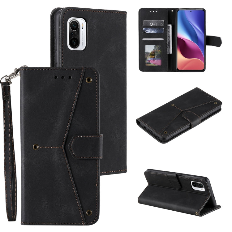 For Xiaomi Redmi K40 Stitching Calf Texture Horizontal Flip Leather Case with Holder & Card Slots & Wallet